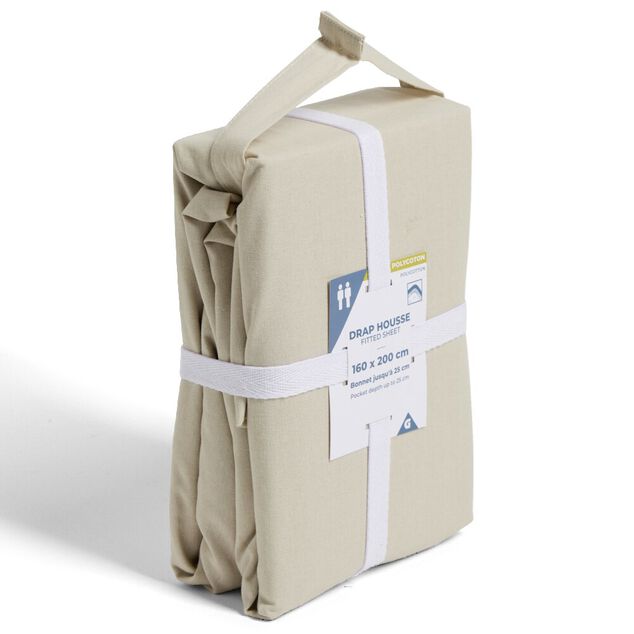Drap housse 160x200cm polycoton beige