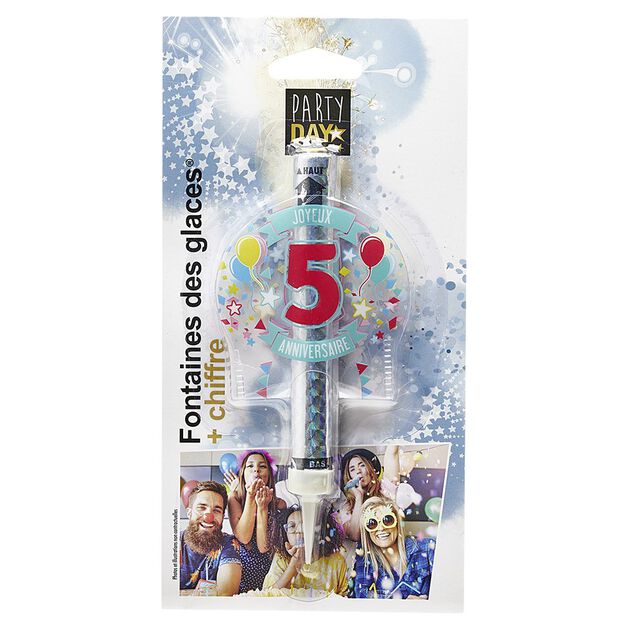 Fontaine de glace feu d'artifice bouteille chiffre 5