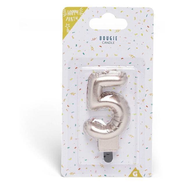 Bougie anniversaire chiffre 5 rose gold