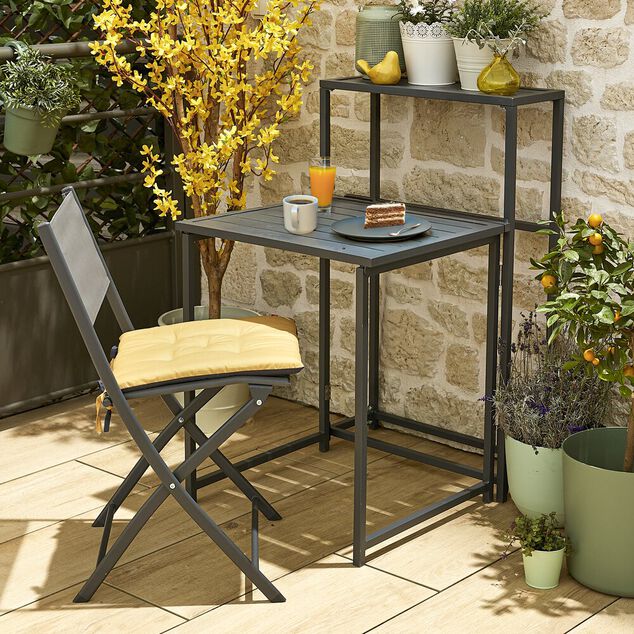 Table pour balcon Oslow pliante acier gris 60xP75xH100cm