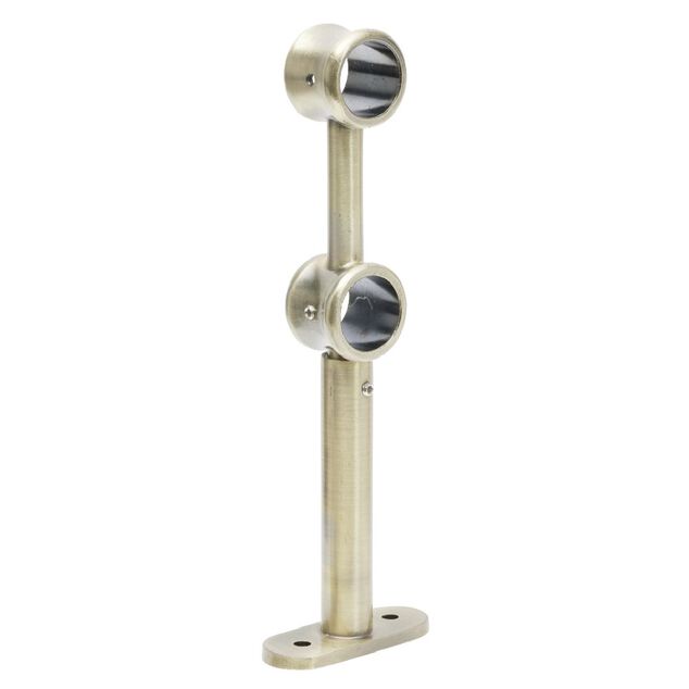 Support double extensible m&eacute;tal dor&eacute; pour tringle &Oslash;2xL17,5/20cm