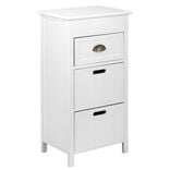 Console 3 tiroirs 1 poign&eacute;e m&eacute;tal structure bois blanc 39x29xH76cm