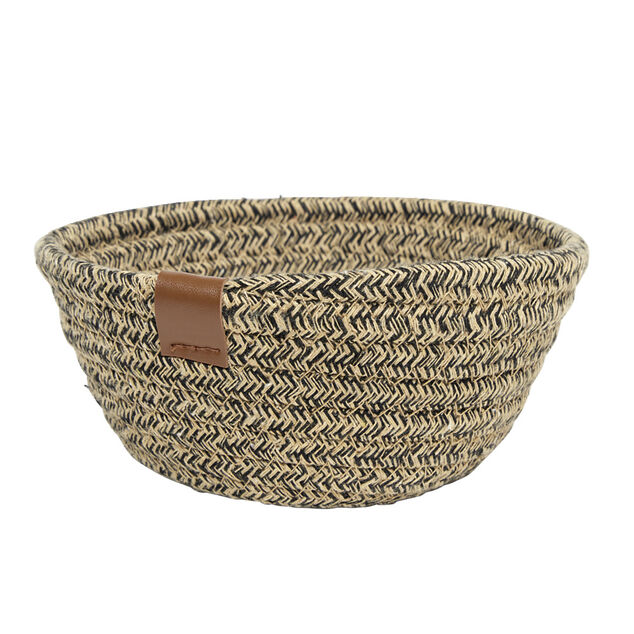 Pani&egrave;re ronde coton tress&eacute; marron &Oslash;16xH7cm