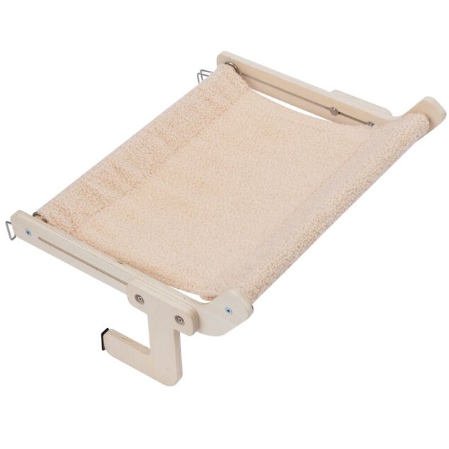 Hamac pour chat en bois et tissu bouclette 3en1 38x48cm