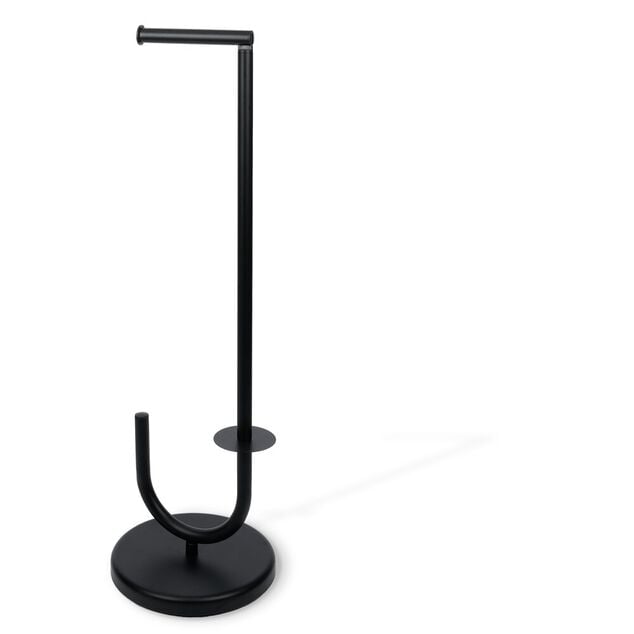 Support papier WC avec d&eacute;rouleur m&eacute;tal noir H73cm