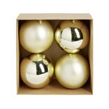 Boule de No&euml;l plastique dor&eacute; x4 mate et brillant &Oslash;15cm