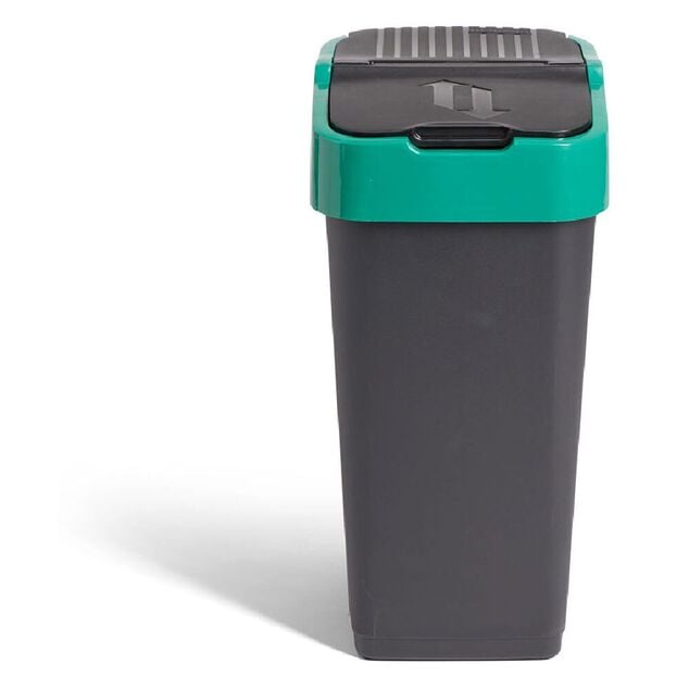 Poubelle de tri pour verre 35L plastique vert et noir
