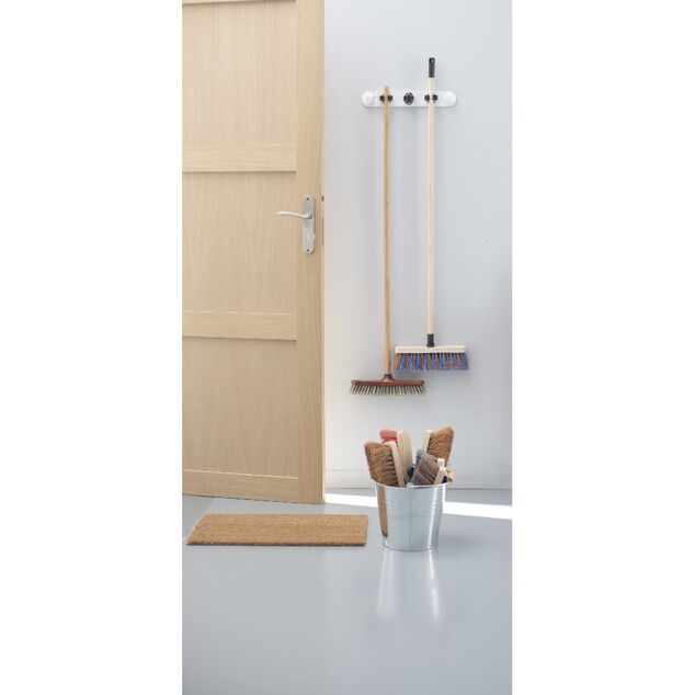 Accroche balai &agrave; ventouse blanc x3