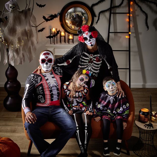 D&eacute;guisement enfant Dia de los Muertos squelette robe collant 7/10ans