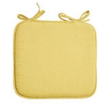 Galette de chaise carr&eacute;e 38x36cm &agrave; nouettes polycoton jaune