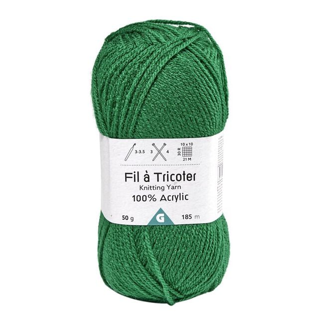 Fil &agrave; tricoter acrylique 50g vert kaki