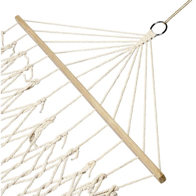 Hamac &agrave; suspendre Natura 1 place corde beige L200x100cm