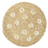Set de table rond en jute motifs marguerites &Oslash;38cm