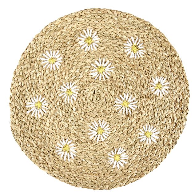 Set de table rond en jute motifs marguerites &Oslash;38cm