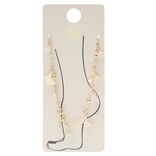 Cha&icirc;ne de cheville dor&eacute;e 2 rangs avec pendentifs perles et papillons