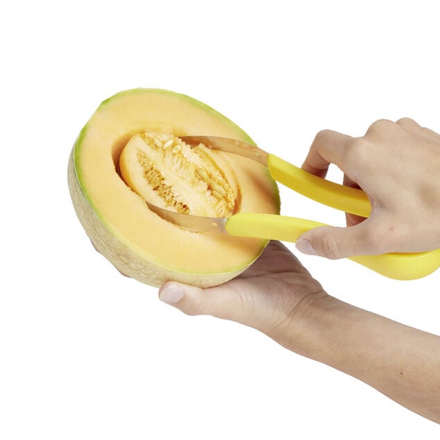 D&eacute;coupe fruit avec 2 lames acier et 1 cuill&egrave;re