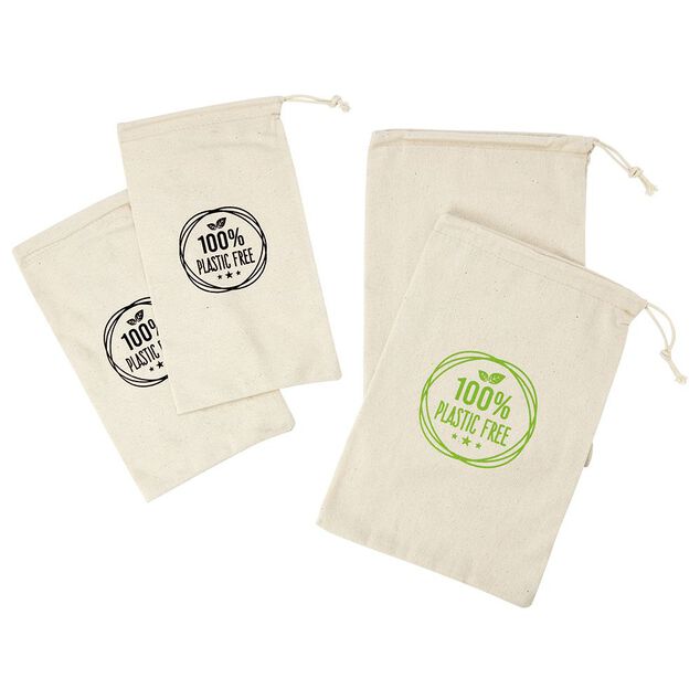 Sac &agrave; vrac en coton r&eacute;utilisables x4