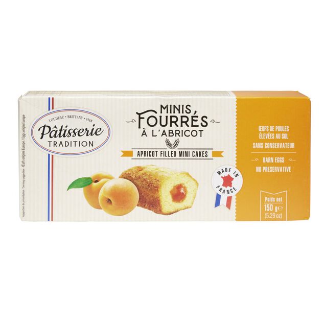 Minis g&acirc;teaux fourr&eacute;s abricot x9 p&acirc;tisserie tradition 150g