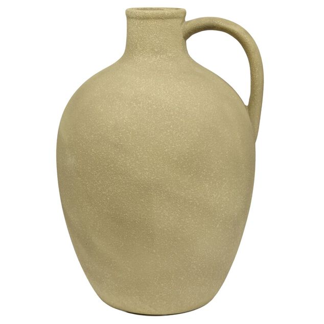 Vase en dolomite avec anse beige H33cm