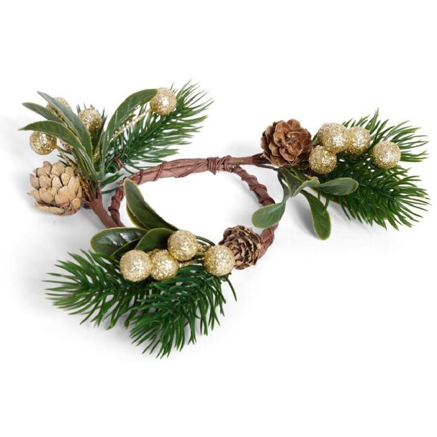 Rond serviette pomme de pin et baie dor&eacute;e ou argent&eacute;e &Oslash;4cm