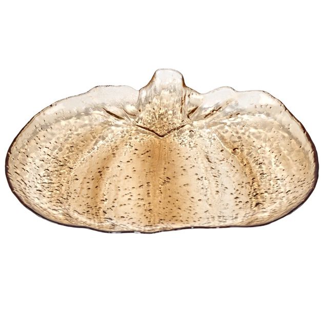 Coupelle forme citrouille c&eacute;ramique marron 22x19xH2,5cm