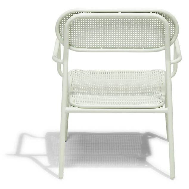 Chaise basse de jardin Faro empilable m&eacute;tal vert 56x56xH75cm