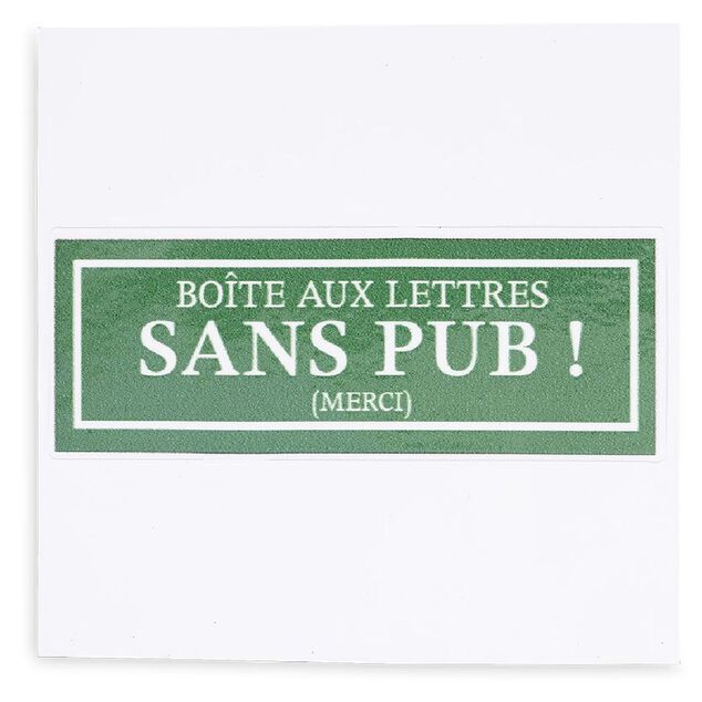 Signalétique adhésive "Boîte aux lettres sans pub" - Vert, 8x8 cm