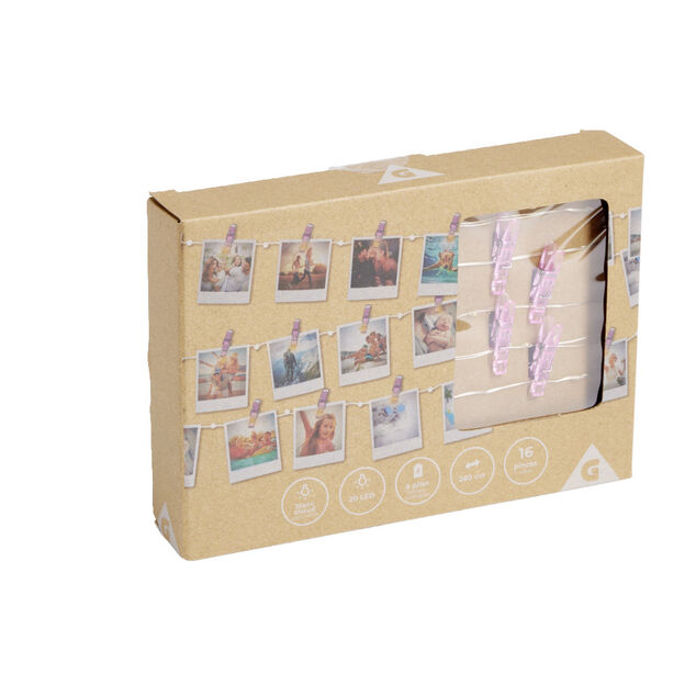 Guirlande LED &agrave; pinces 280cm plastique rose gold