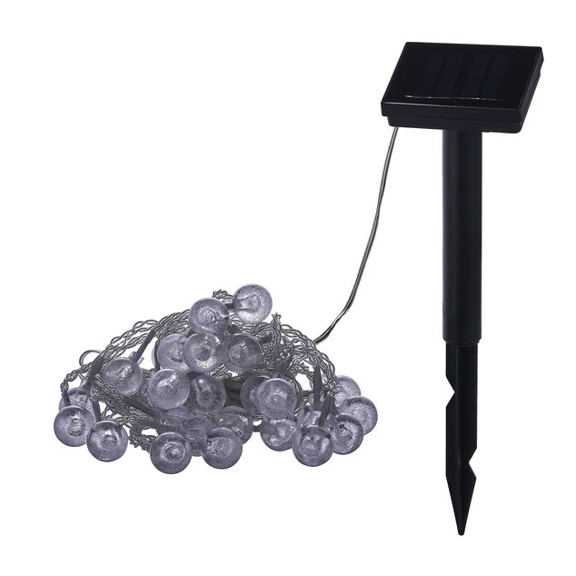 Guirlande boules lumineuses solaire blanc froid clignotant fixe 5,8 m