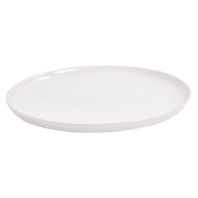 Assiette plate fa&iuml;ence gris bord liser&eacute; cr&egrave;me &Oslash;27cm