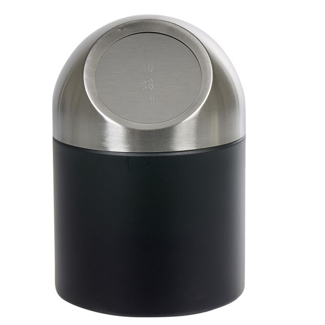 Mini poubelle de salle de bain m&eacute;tal noir gris