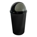 Poubelle ronde 50L noire rabat gris Ø40xH74cm