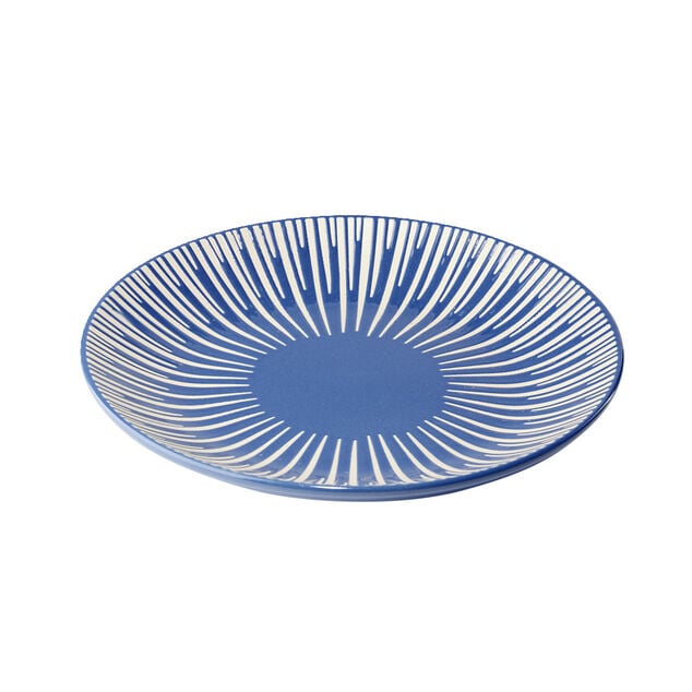 Assiette &agrave; dessert Rio en fa&iuml;ence bleu et blanc &Oslash;19cm