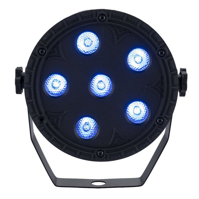 Projecteur de lumi&egrave;re disco rond 6LED RGB 360&deg; avec t&eacute;l&eacute;commande H14cm