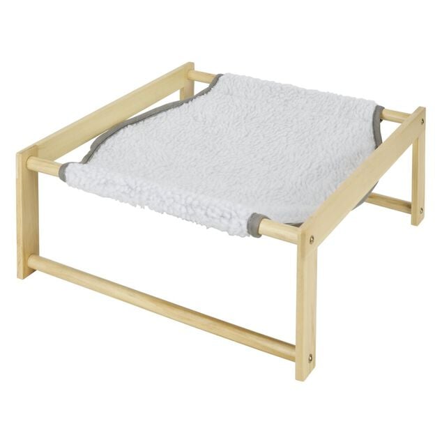 Lit hamac pour animaux en pin et polyester beige/gris - 37x39xH.15cm