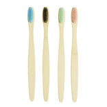 Lot de 4 brosses à dents dures poils nylon et manche bambou