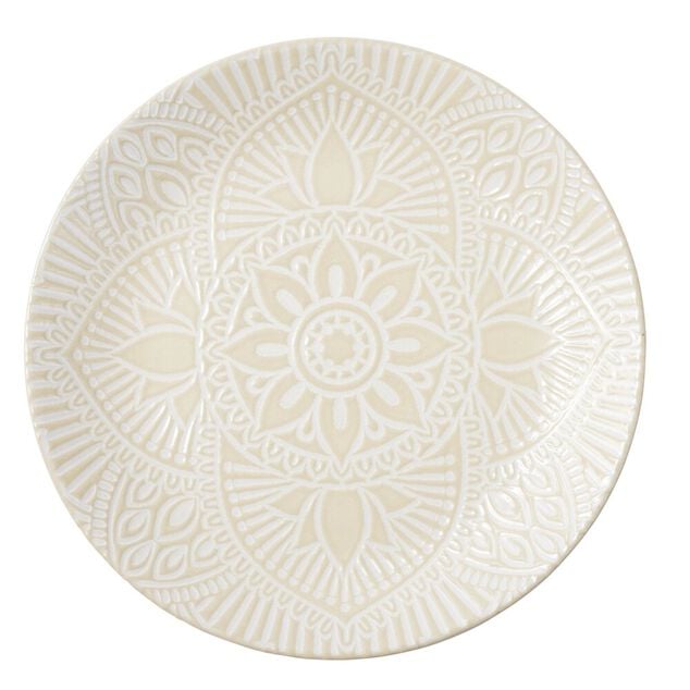Assiette plate ronde Sahara arabesque c&eacute;ramique beige &Oslash;19,5cm