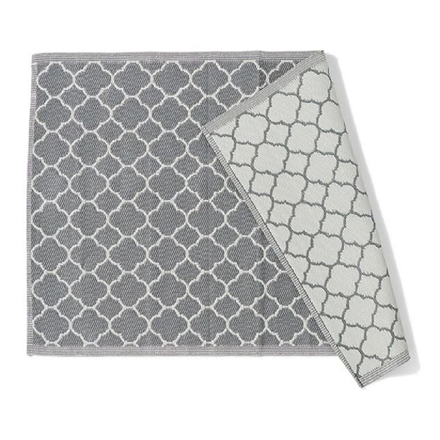 Tapis de jardin India motif chevron gris et blanc