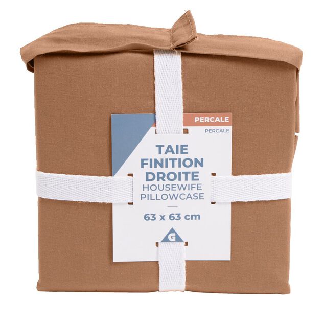 Taie d'oreiller 63x63cm 100% coton percale finition droite rouge