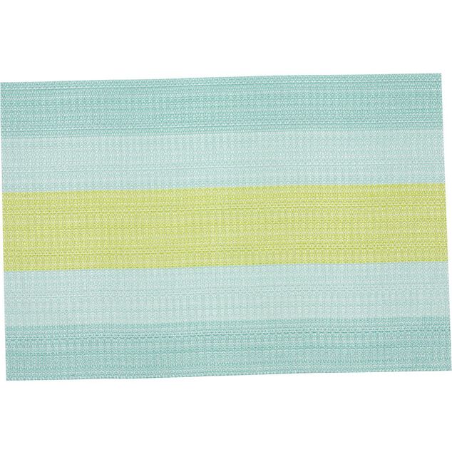 Set de table rectangulaire pvc rayure bleu jaune