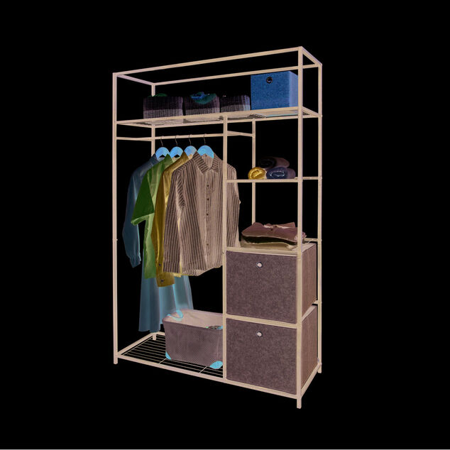 Penderie avec barre et &eacute;tag&egrave;res 110x40xH170cm