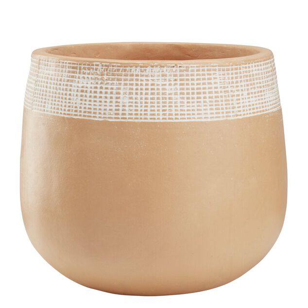 Pot rond en terre cuite naturel et blanc &Oslash;38 cm