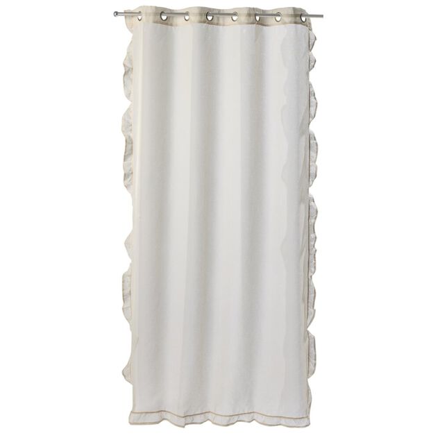 Voilage &agrave; oeillets 140x240cm contour &agrave; volant polyester beige