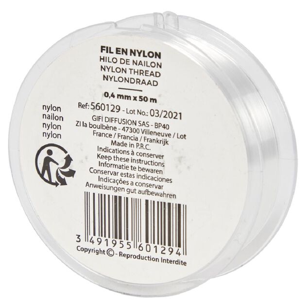 Fil nylon transparent 0,4 mm x 50 m