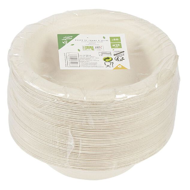 Bol jetable en canne à sucre x50