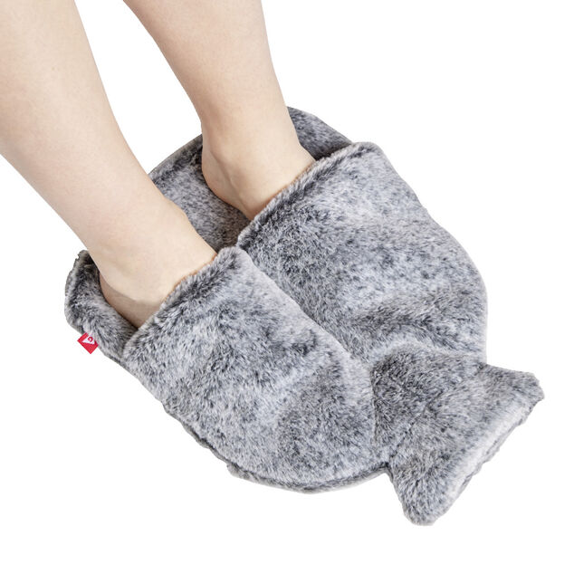 Bouillotte pour pieds 1,8L housse fausse fourrure grise
