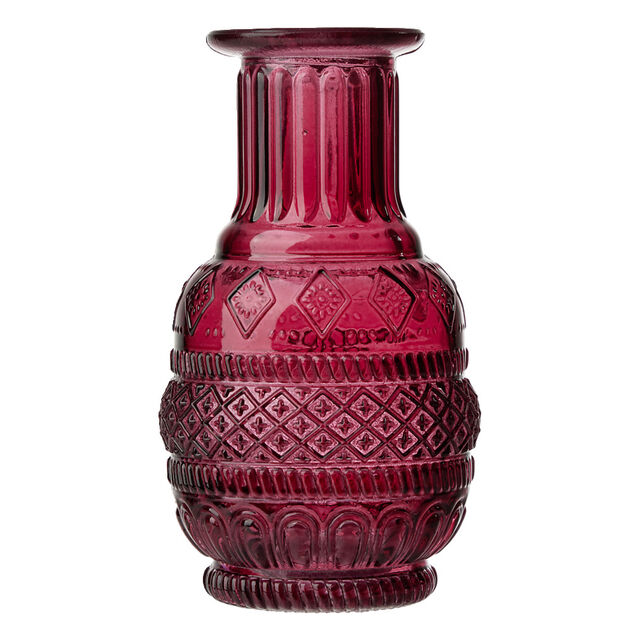 Vase rond en verre vert &Oslash;6,5xH13,5cm