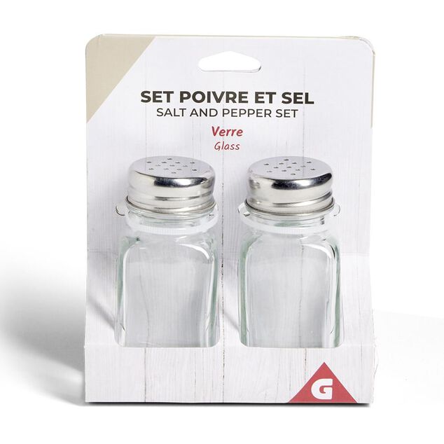 Salière et poivrière en verre