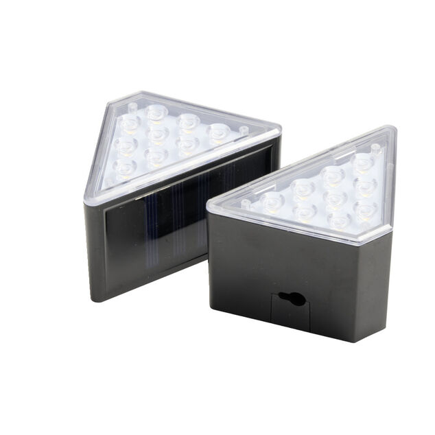 Lampe solaire noire x2 pour escalier 9LED 8,5x5,5xH5,5cm
