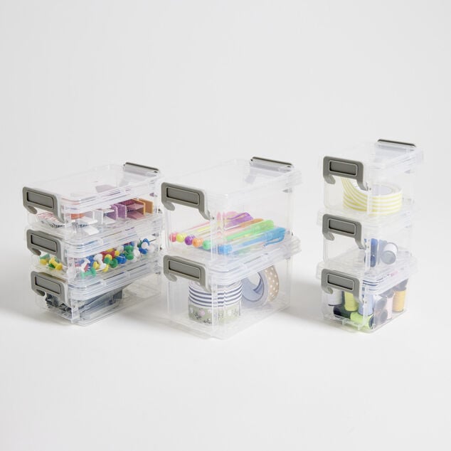 Lot de 8 bo&icirc;tes de rangement 3 tailles plastique transparent - 2 mod&egrave;les